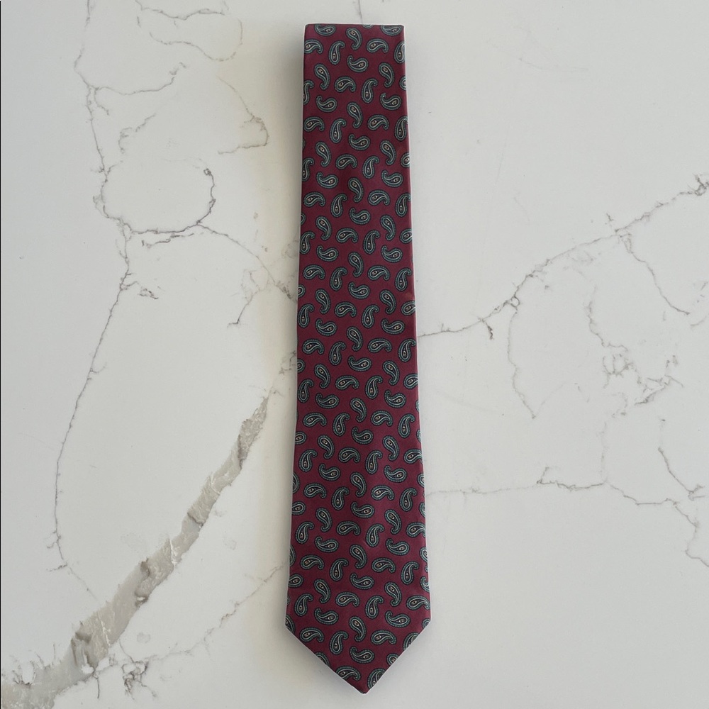 Stafford Burgundy and Teal Paisley Tie